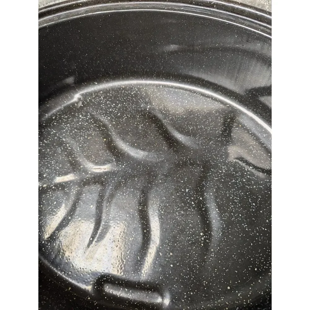 GHC Enamelware Turkey Roaster Lid 16x12x4 BLACK WHITE SPECK USA